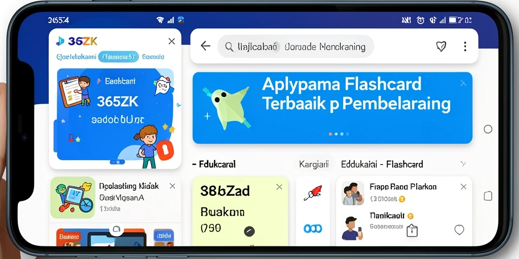 Antarmuka intuitif aplikasi 365ZK dengan fitur flashcard yang menarik.
