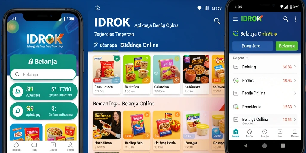 Tampilan antarmuka aplikasi IDROK untuk Belanja Online yang menarik.